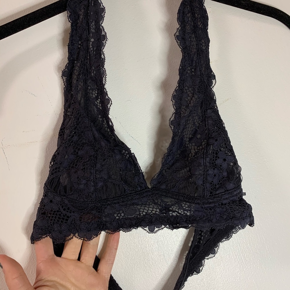 Free People XSmall Black Lace Halter Bra